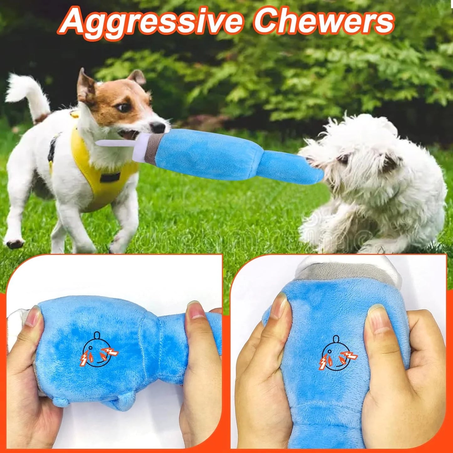 Cute Squeaky Dog Toys Cup, Soft Tumbler Funny Dog Toys for Aggressive Chewers, Safety Design Dog Toys, Fluff and Tuff Dog Toys for Small/Medium/Large Dog Exercise and Accompany(Blue)