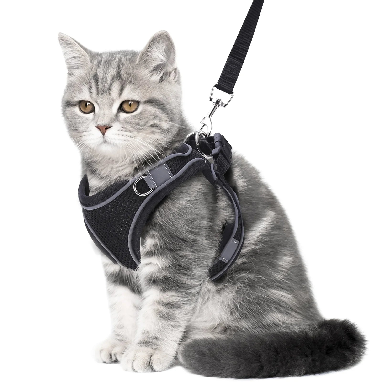 Cat Harness and Leash for Walking, Escape Proof Adjustable Cat Vest Harnesses, Easy Control Breathable Reflective Strips Jacket, Soft Harness for Puppy Small Medium Large Cats, Orange(Xxs)