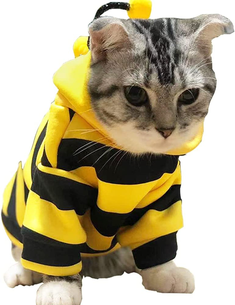 Pet Bee Halloween Costume Dog Hoodies Cat Holiday Cosplay Warm Clothes Puppy Cute Hooded Coat Christmas Outfits for Cat and Small Dogs (Yellow, X-Large)