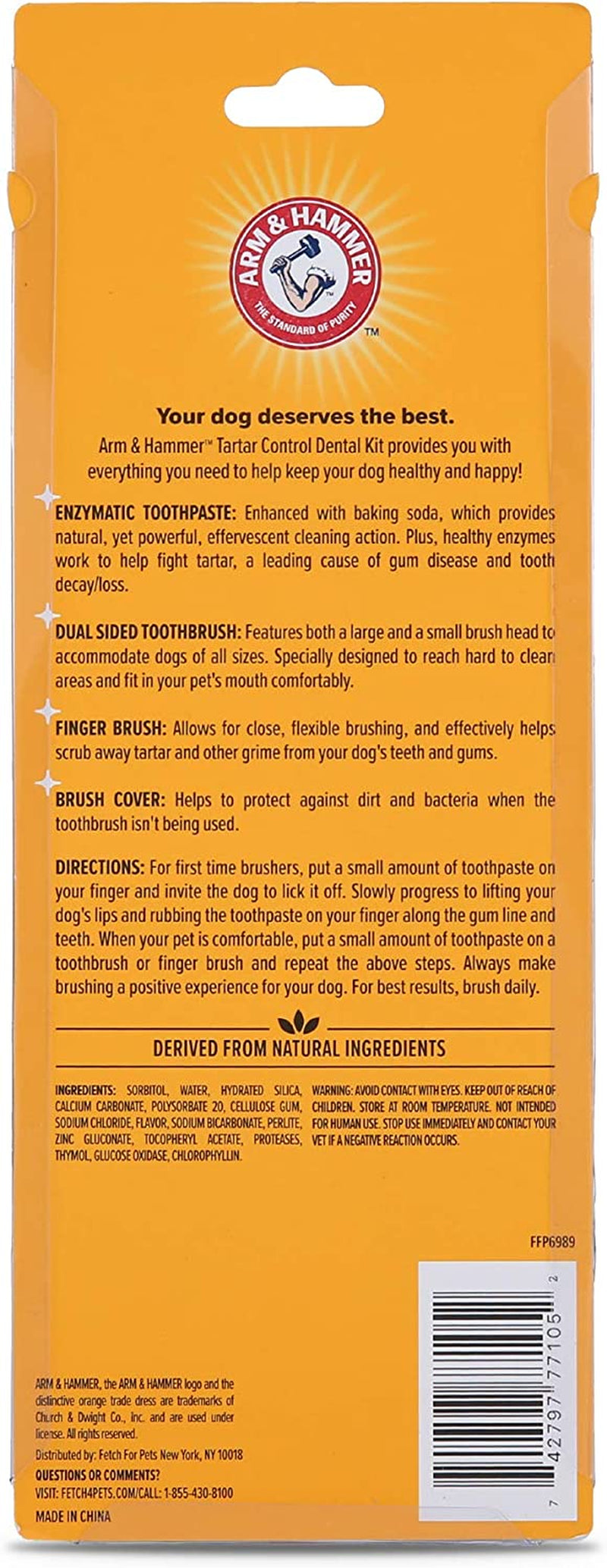 for Pets Tartar Control Kit for Dogs-Contains Toothpaste, Dog Toothbrush & Fingerbrush - Dog Teeth Cleaning Kit, Dog Toothpaste Kit from Arm and Hammer, Dog Dental Care, Pet Toothbrush