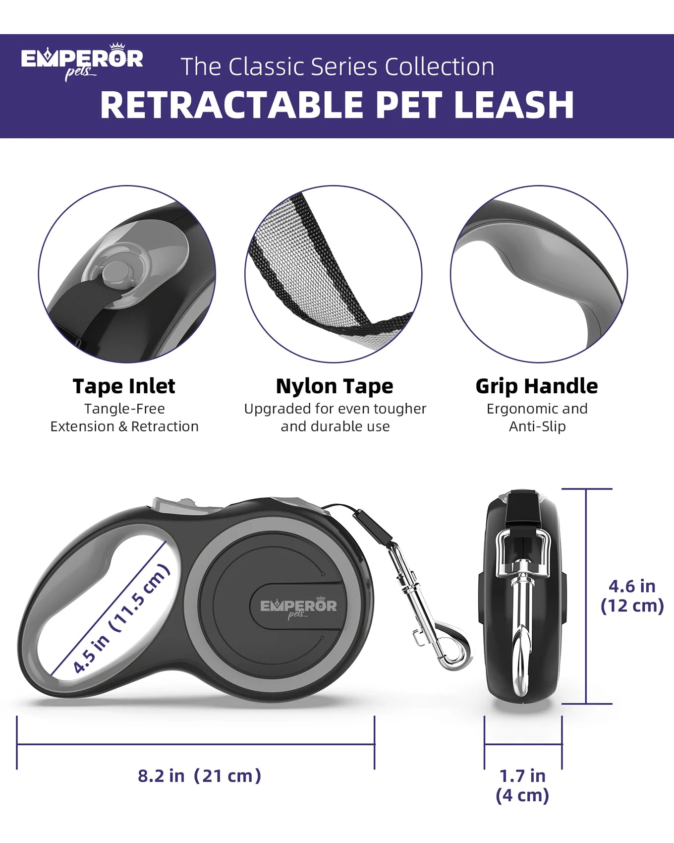 16 Ft Retractable Dog Leash Large Dogs - up to 110Lbs, Large Dog Leash Heavy Duty Dog Leash Retractable 16 Ft -GR16